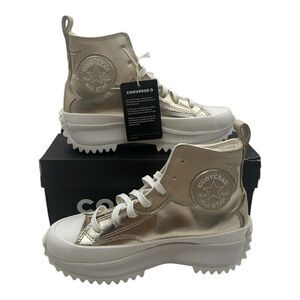 Converse Run Star Hike Hi Platform Boots Women's Size 6 Light Gold Vintage White